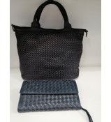 BORSA IN PELLE INTRECCIATA NERA